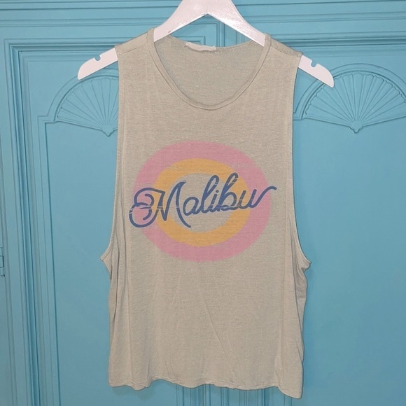Honey Punch Malibu graphic Muscle Tee- flaw - Picture 2 of 8